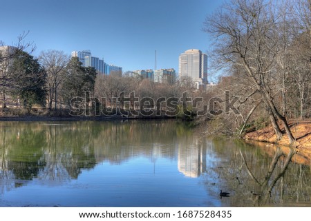 The Atlanta, Georgia skyline and reflections
