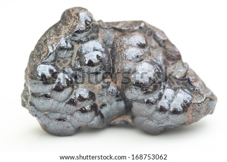 detailed macro photo of Hematite mineral isolated over white Royalty-Free Stock Photo #168753062