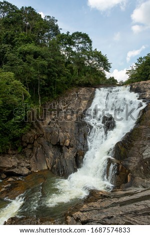 A view of the Meenmutty falls near Kalpetta in the district of waynad, Kerala