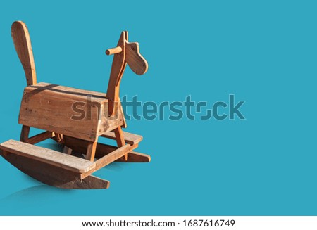 Wooden horse, rocking horse isolated from the background, clipping part
