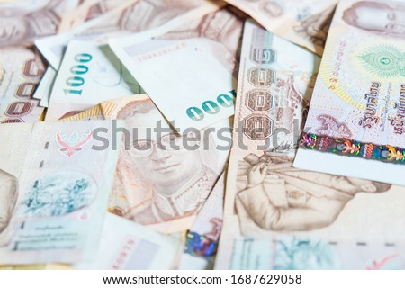 Background of 1000 thb Thai baht value close up, Business finance Royalty-Free Stock Photo #1687629058