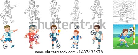 Cartoon sports. Clipart set for kids activity coloring book, t shirt print, icon, logo, label, patch or sticker. Vector illustration.