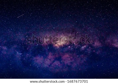 Beautiful Picture of the Galactic Core of Milky Way Galaxy. Photographed at Wharariki Beach, New Zealand. Long Exposure of Stars, Astrophotography Royalty-Free Stock Photo #1687673701