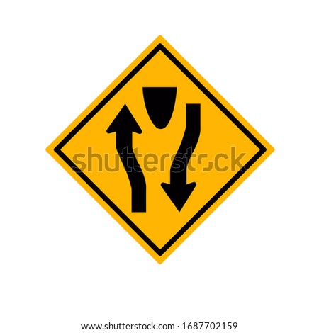 Divided Highway Ends Traffic Road Sign,Vector Illustration, Isolate On White Background Label.