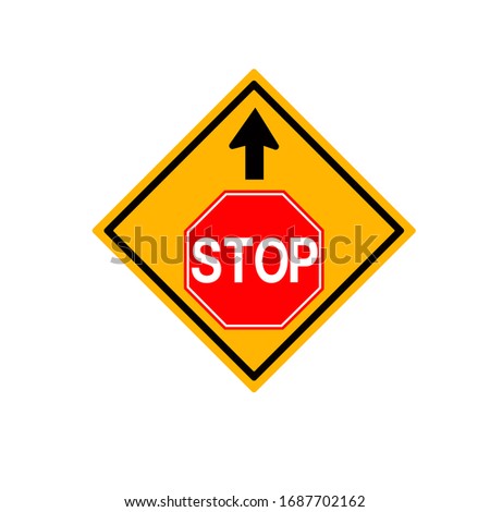 Warning Stop Traffic Road Sign,Vector Illustration, Isolate On White Background Label.