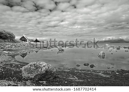 Laide beach on a cloudy summer day, Gruinard Bay, Wester Ross, Highland of Scotland,