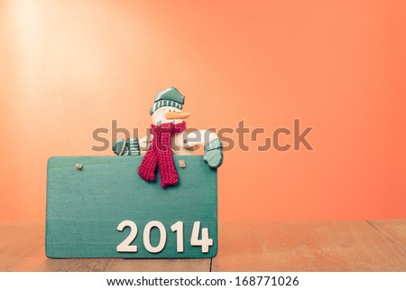 New Year greeting card with snowman concept design