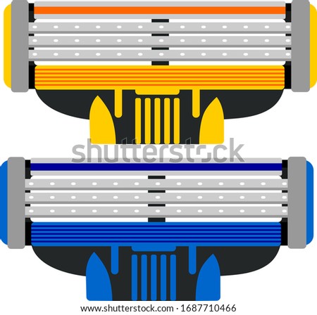 Replaceable cassettes for a shaving machine in vector.Blades for the machine vector illustration.