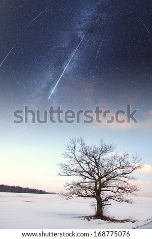 starry sky in winter. Elements of this image furnished by NASA