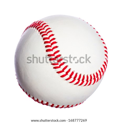 baseball ball Isolated on a white background with red stitches