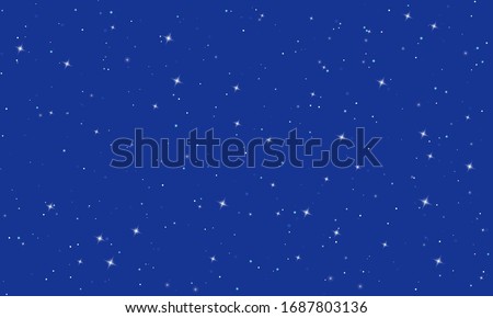 Night starry sky with bright stars. Vector stars on dark blue background