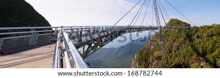 Panorama picture of the hanging bridge of Langkawi island, Malaysia