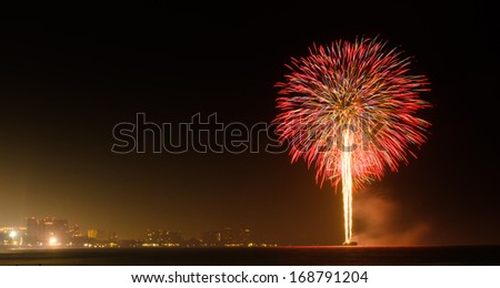 background texture of fireworks in the night at Hua Hin Thailand