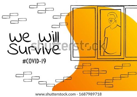 Self quarantine and and social distancing concept. Stay home. COVID-19 coronavirus. Template for background, banner, poster with text inscription. Vector EPS10 illustration