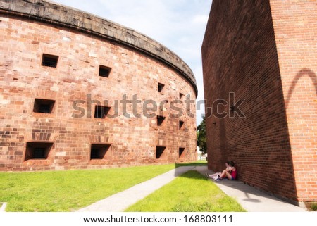 Walls of Castle Williams on Governors Island, New York.