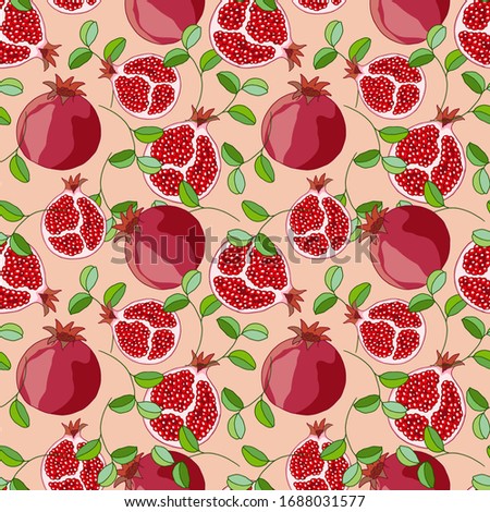 seamless pattern, vector illustration, tropical fruits in bright colors ornament for wallpaper and fabric, wrapping paper, background for design
