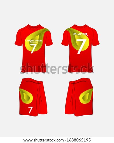 Soccer Jersey and Football Kit Presentation Mockup Template, Front and Back View Including Sportswear Uniform, Shorts and Socks and it is Fully Customization Isolated on White Background