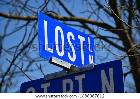 Blue Lost Lane road sign