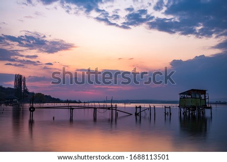 Beautiful sunset from the fishing village area near Varna town