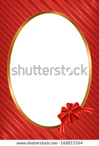 red background with ribbon and transparent space insert for picture
