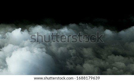Photo of Realistic Clouds on black dark Background. Royalty-Free Stock Photo #1688179639