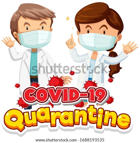 Coronavirus poster design with two doctos wearing mask illustration