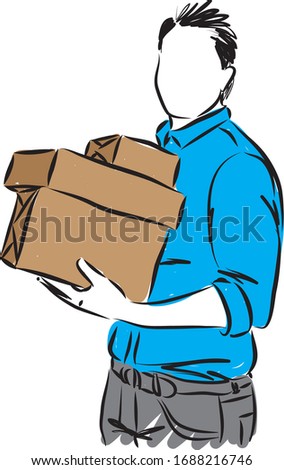 man carrying boxes moving concept vector illustration