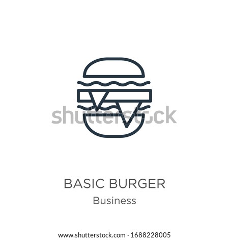 Basic burger icon. Thin linear basic burger outline icon isolated on white background from business collection. Line vector sign, symbol for web and mobile