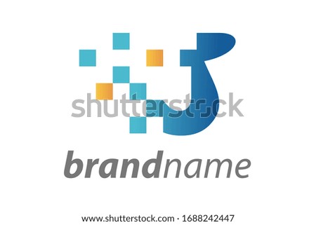 Simple and minimalist illustration logo design initial J flip data.