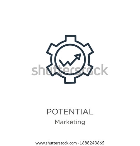 Potential icon. Thin linear potential outline icon isolated on white background from marketing collection. Line vector sign, symbol for web and mobile Royalty-Free Stock Photo #1688243665