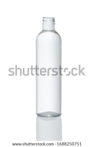 Clear shampoo conditioner cosmetic bottle on white background for mockup design front view without cap round top Royalty-Free Stock Photo #1688250751