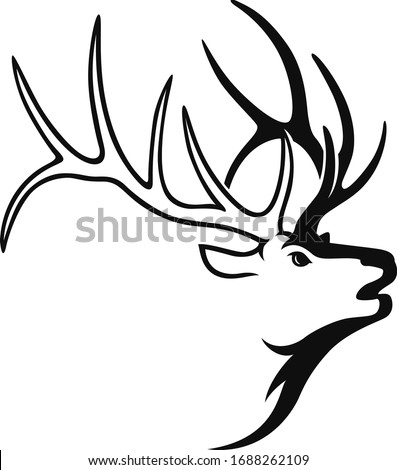 Simple Vector of Bull Elk Head Royalty-Free Stock Photo #1688262109
