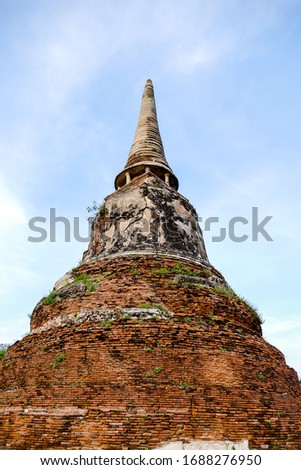 Beautiful photo of Ayutthaya Wat Temple ruin taken in thailand