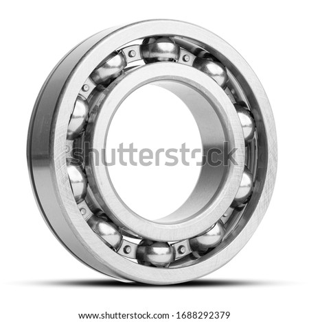 Metal silver ball bearing with balls on white  isolated background. Bearing industrial. Part of the car Royalty-Free Stock Photo #1688292379