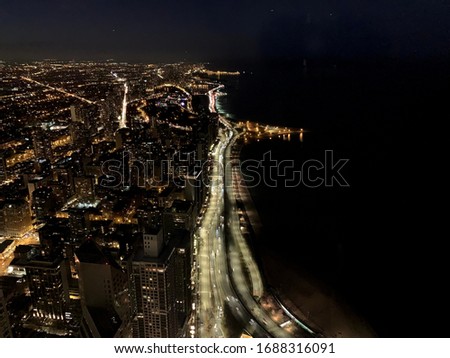 Cityscape of Chicago Downtown. Night View