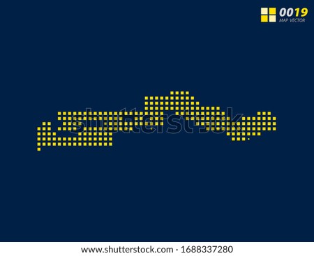 Abstract vector pixel yellow of Gambia map. Halftone dark blue background for easy editing.