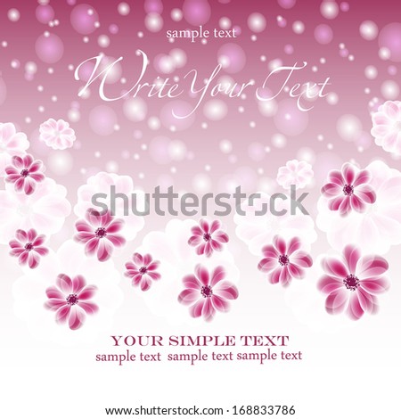 Wedding card or invitation with abstract floral background. Elegance pattern with flowers. Abstract greeting card.