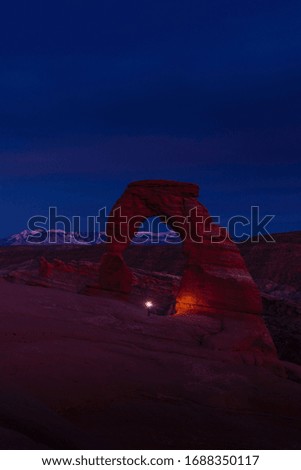 Delicate Arch in Arches National Park at twilight