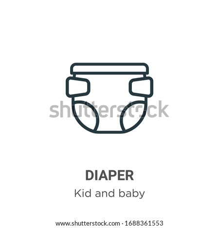 Diaper outline vector icon. Thin line black diaper icon, flat vector simple element illustration from editable kid and baby concept isolated stroke on white background