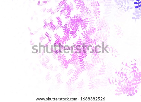 Light Purple, Pink vector doodle layout with leaves. Decorative illustration with doodles on abstract template. Textured pattern for websites, banners.