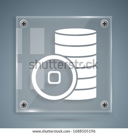 White Chinese Yuan currency symbol icon isolated on grey background. Coin money. Banking currency sign. Cash symbol. Square glass panels. Vector Illustration
