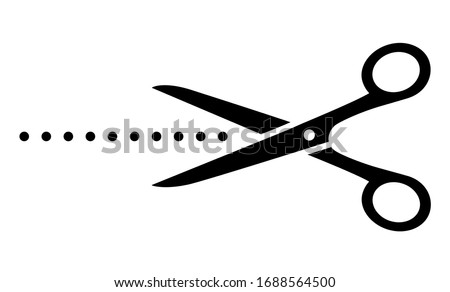 scissors silhouette cutting points line on white background