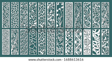 
set of layouts for decorative panels made of plywood for laser cutting Royalty-Free Stock Photo #1688613616