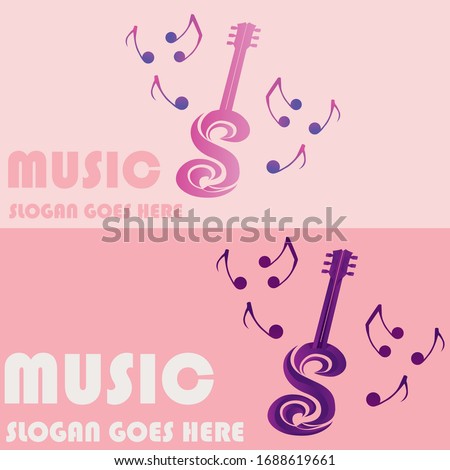 Guitar Music and Melody logo vector beautiful,simple and cool.
