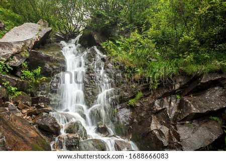 waterfall in mountains Ukrainian Carphatian nature
