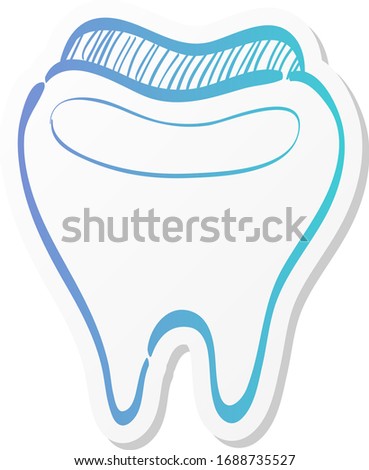 Tooth icon in sticker color style. Toothpaste, hygiene, smile, healthy