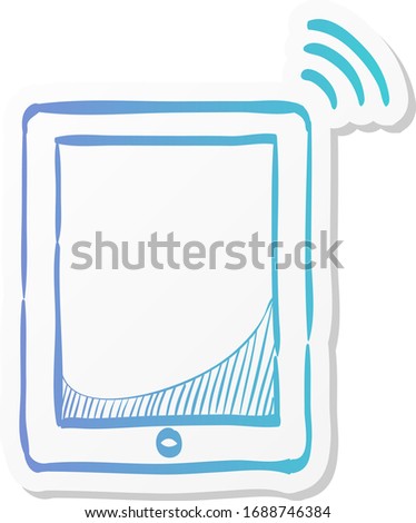 Tablet icon in sticker color style. Buy now shopping online shop e-commerce sale