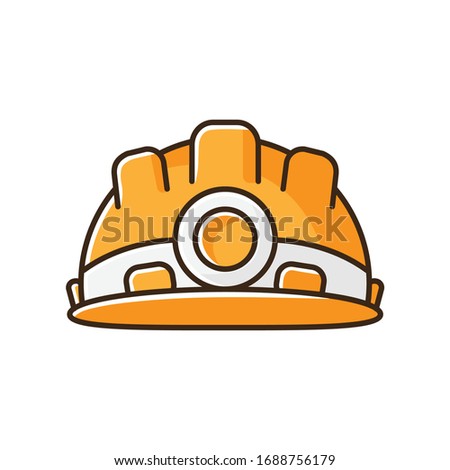 Safety equipment RGB color icon. Worker helmet for secure work. Builder hardhelmet. Headgear for engineer. Protection from incident. Part of workman uniform. Isolated vector illustration