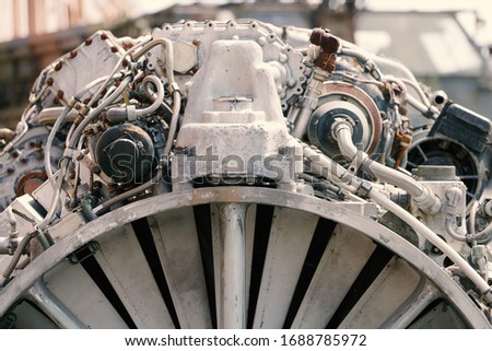 The engine of a plane.