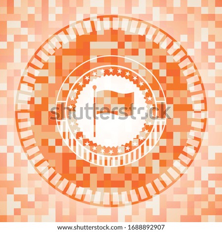 flag icon inside orange mosaic emblem with background